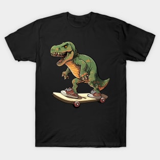 dinosaur skating Trex T-Shirt